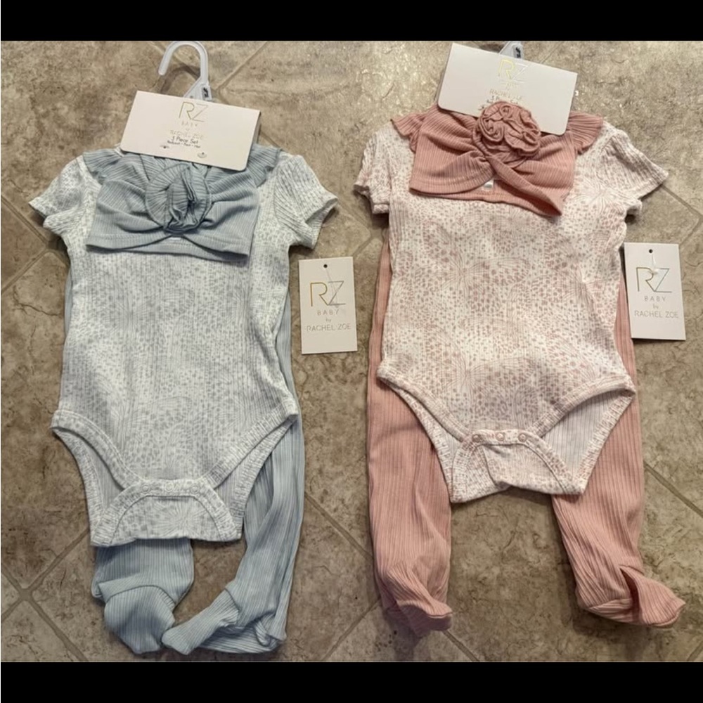 Rachel Zoe Baby Bodysuit Set in Blue and Pink